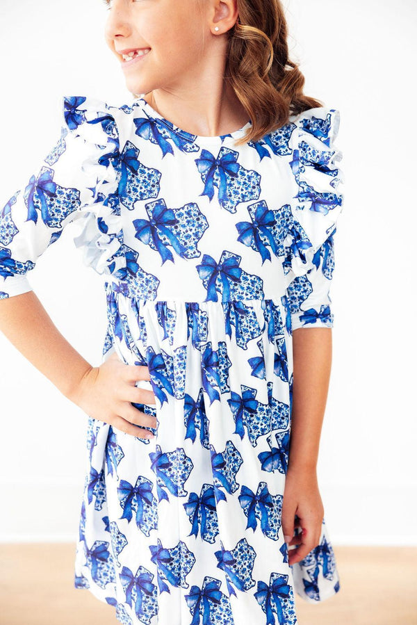 lone-star-3-4-sleeve-ruffle-twirl-dress Mila & Rose - Sophia's StyleTwirl Ruffle Dress 3/4-1